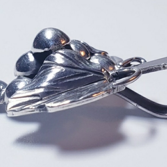 Vintage Sterling Silver Grape Fruit Repousse Slide Pendant - Picture 5 of 5